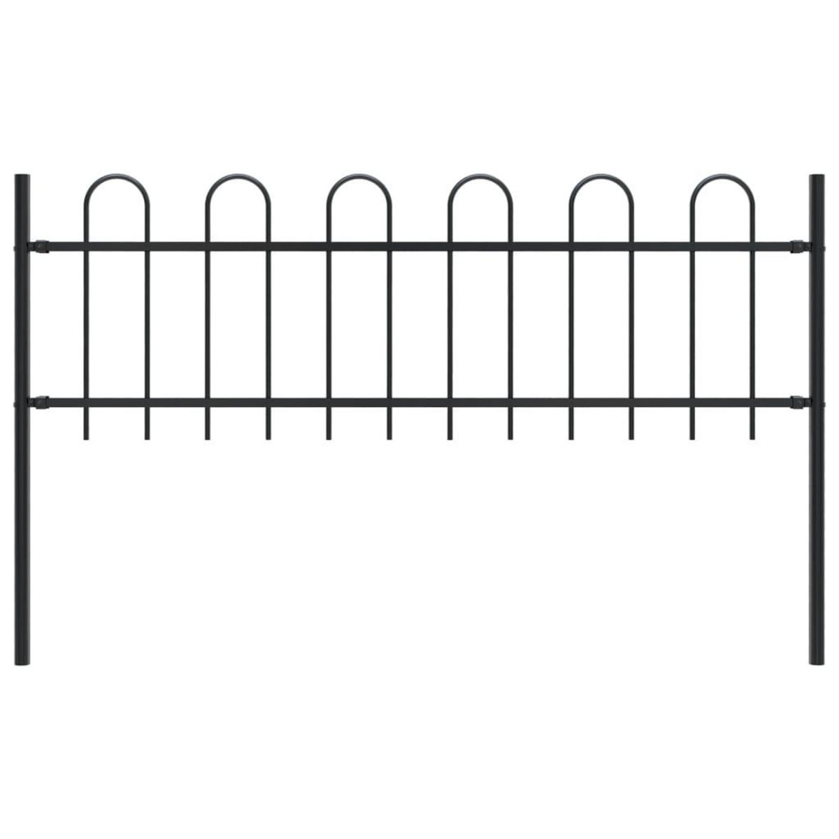 VIDAXL Cloture de jardin avec dessus en cerceau Acier 1,7 m Noir