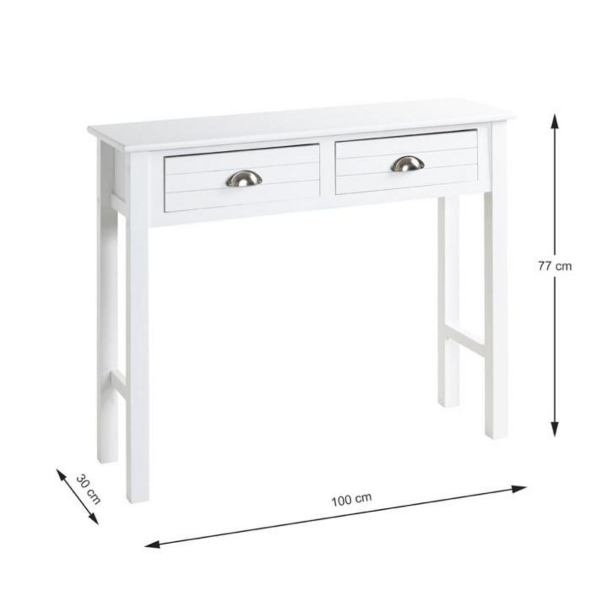 Paris Prix Console 2 Tiroirs  Lavido  100cm Blanc Laqué