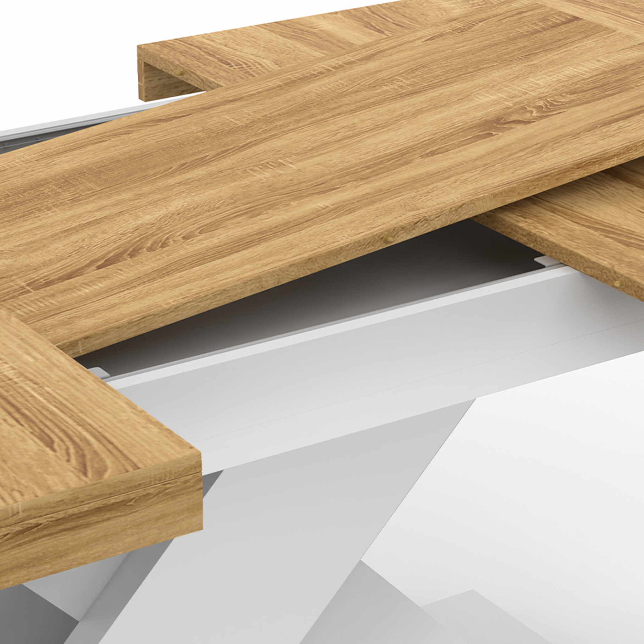 Voir la diapositive 6 : ID MARKET Table à manger extensible rectangle alicia 6-10 personnes bois et blanc 160-200 cm