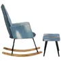 VIDAXL Chaise a bascule avec repose-pied Denim Bleu Toile patchwork