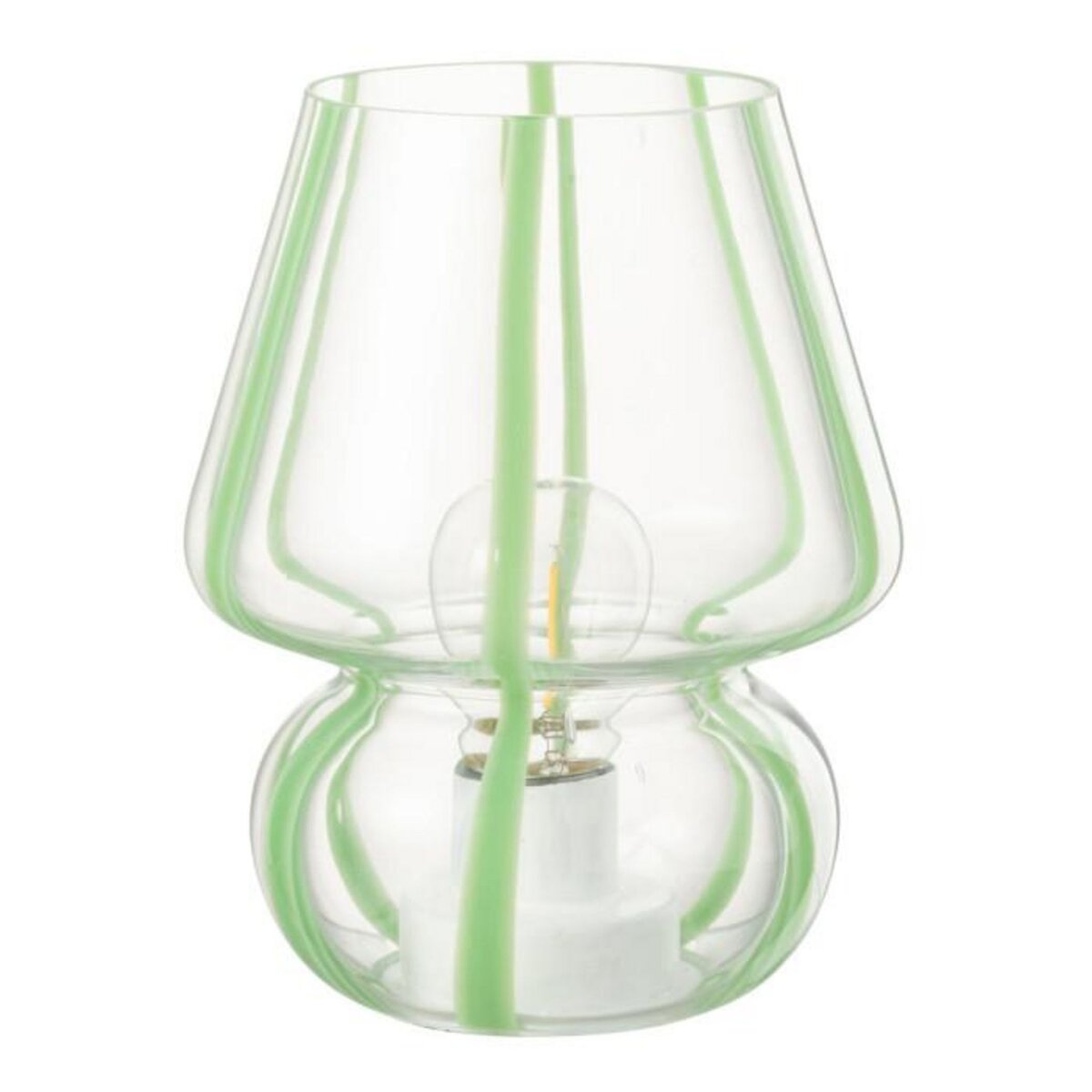Paris Prix Lampe à Poser Rayures en Verre  Ophelie  19cm Vert