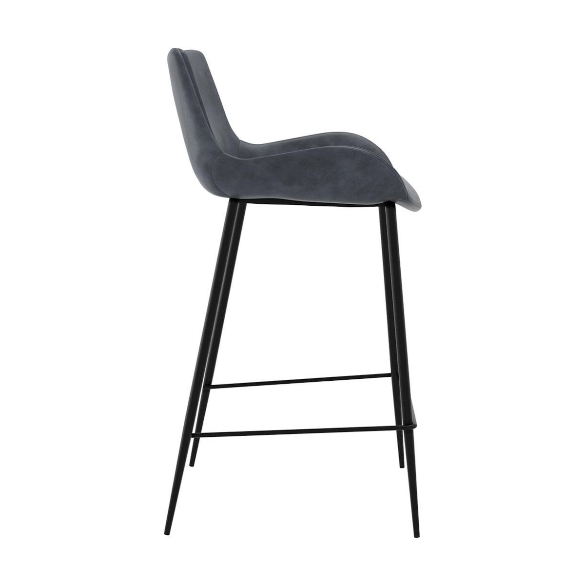 MAISON PAVANE Lot de 2 chaises pour îlot central 65 cm en synthétique gris/noir-Pirata