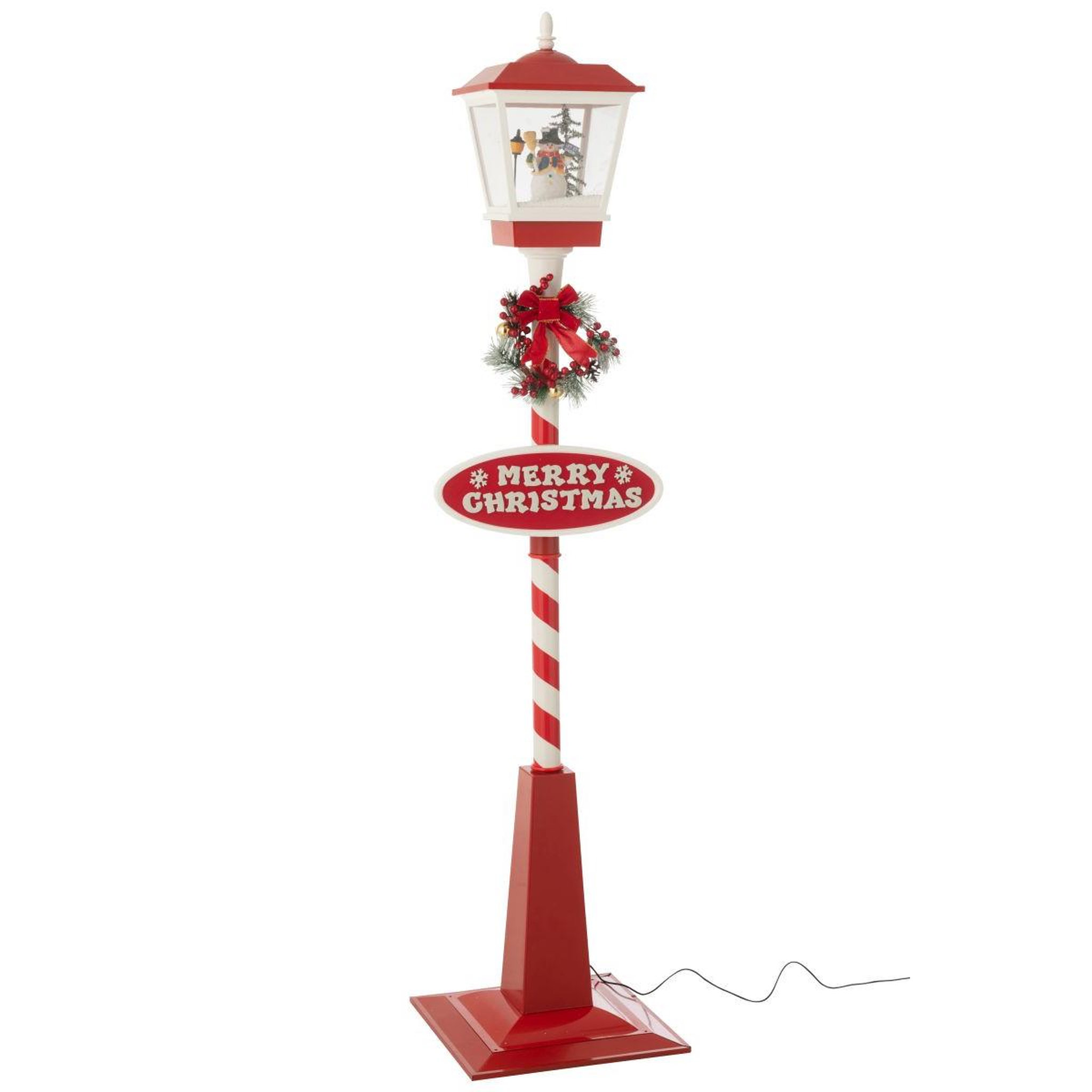 Voir la diapositive 2 : J-LINE Lampadaire de noël à led  neige  180cm rouge