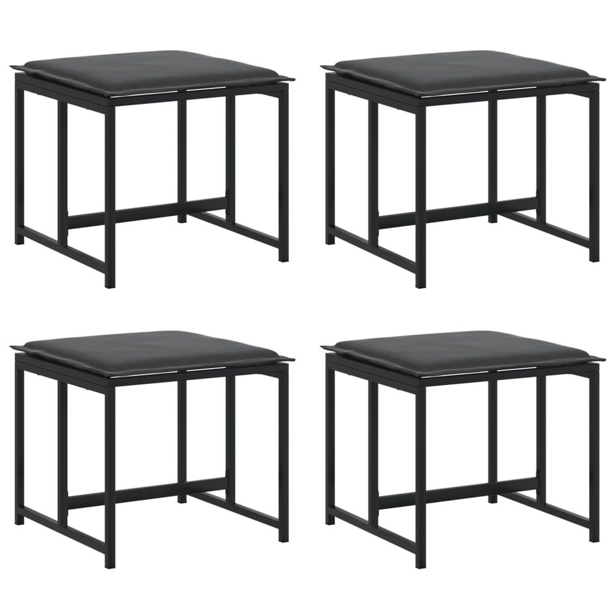 Voir la diapositive 2 : VIDAXL Tabourets de jardin avec coussins lot de 4 noir acier/textilene