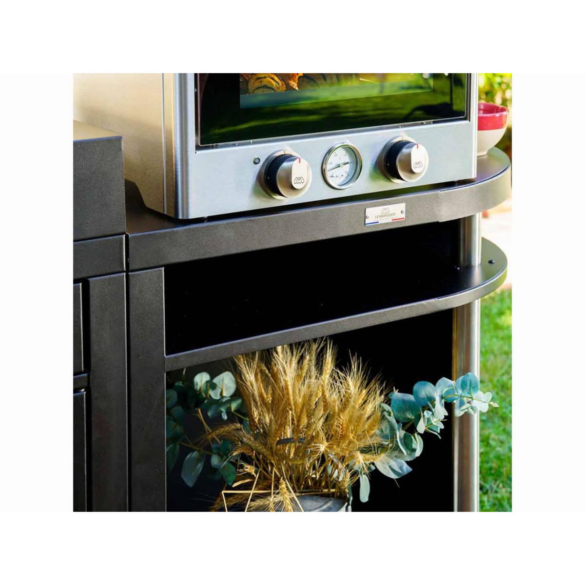 Le marquier Meuble cuisine extérieure arrondi droite, 80 x 55 cm noir - Le Marquier