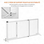 Voir la diapositive 5 : PAWHUT Barrière de sécurité chien barrière autoportante longueur réglable porte verrouillable intégrée dim. 113-166L x 36l x 71H cm sapin blanc