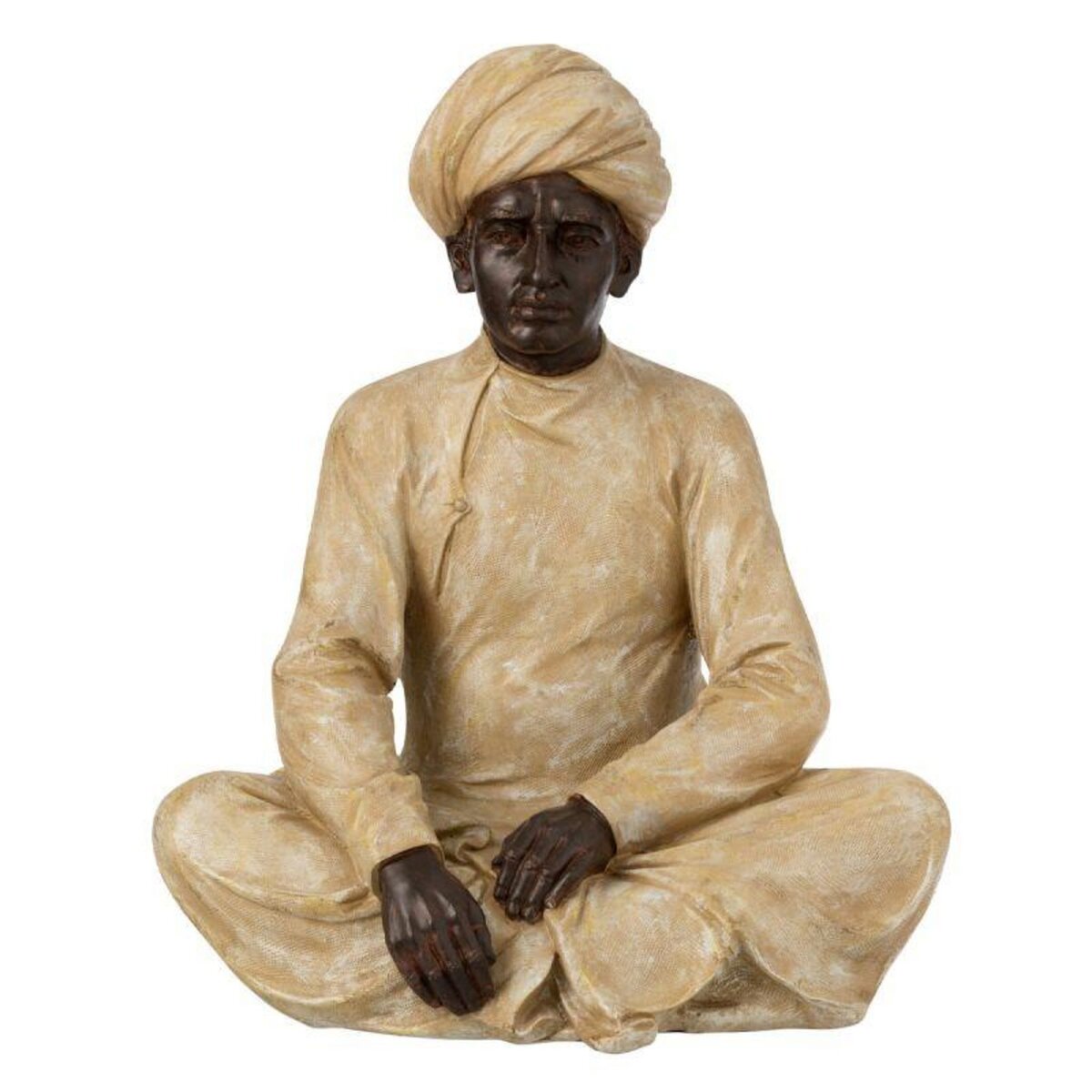 Paris Prix Statue Déco en Résine  Indien Assis  44cm Beige