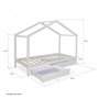 Voir la diapositive 2 : HomeStyle4U Lit D'Enfant avec matelas 90x200 Lit Maison Lit Cabane Lit Montessori Lit Bois Blanc Tiroir