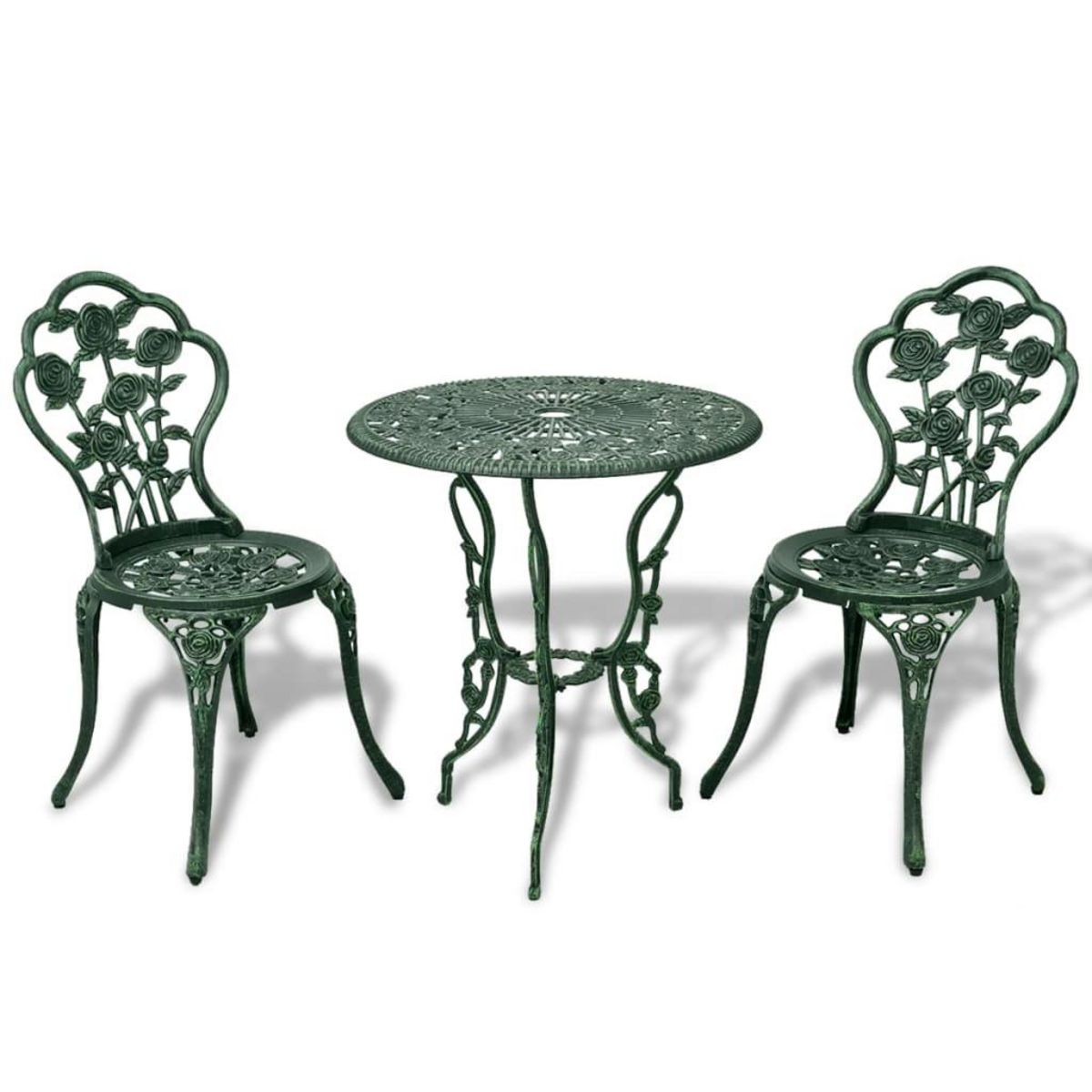 VIDAXL Ensemble de bistro 3 pcs Aluminium coule Vert