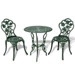 VIDAXL Ensemble de bistro 3 pcs Aluminium coule Vert
