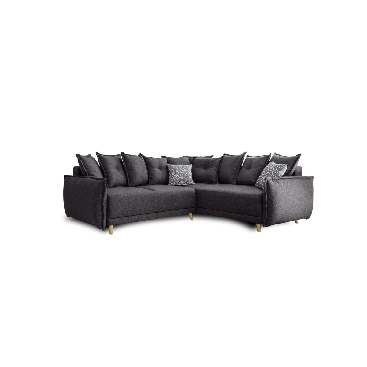 BEST MOBILIER Lena - canapé d'angle convertible - avec coffre - style scandinave - 5 places - droit