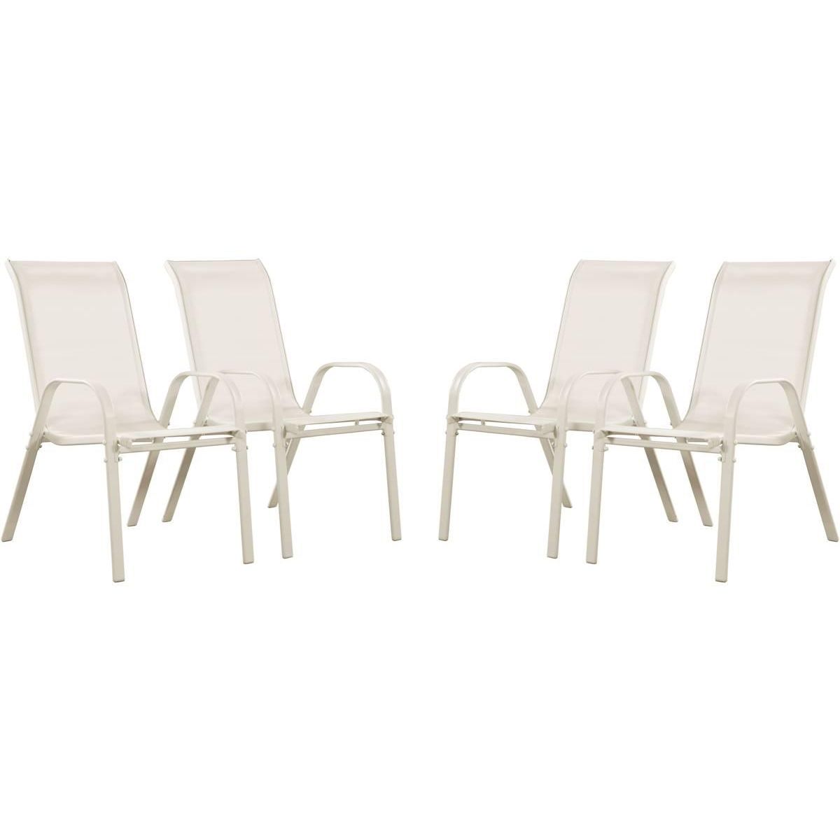 Habitat et Jardin Fauteuil jardin Textilène  Cordoba  - Phoenix - Écru - Lot de 4