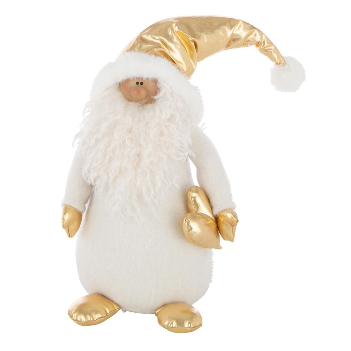 Paris Prix Père-Noël Déco en Tissu  Cœur  48cm Blanc & Doré