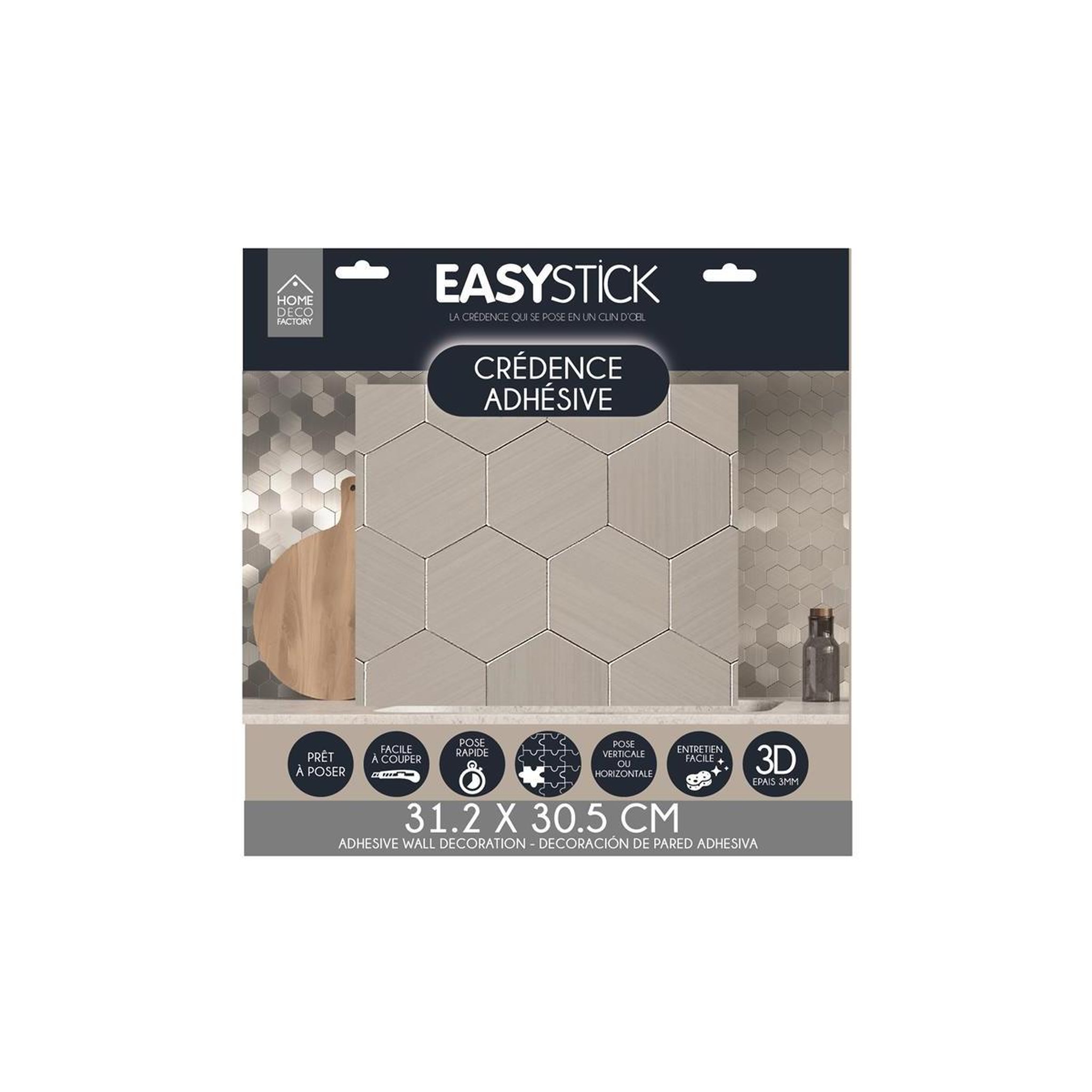 Voir la diapositive 4 : Je cherche une idee Crédence adhésive  hexagone  31cm gris