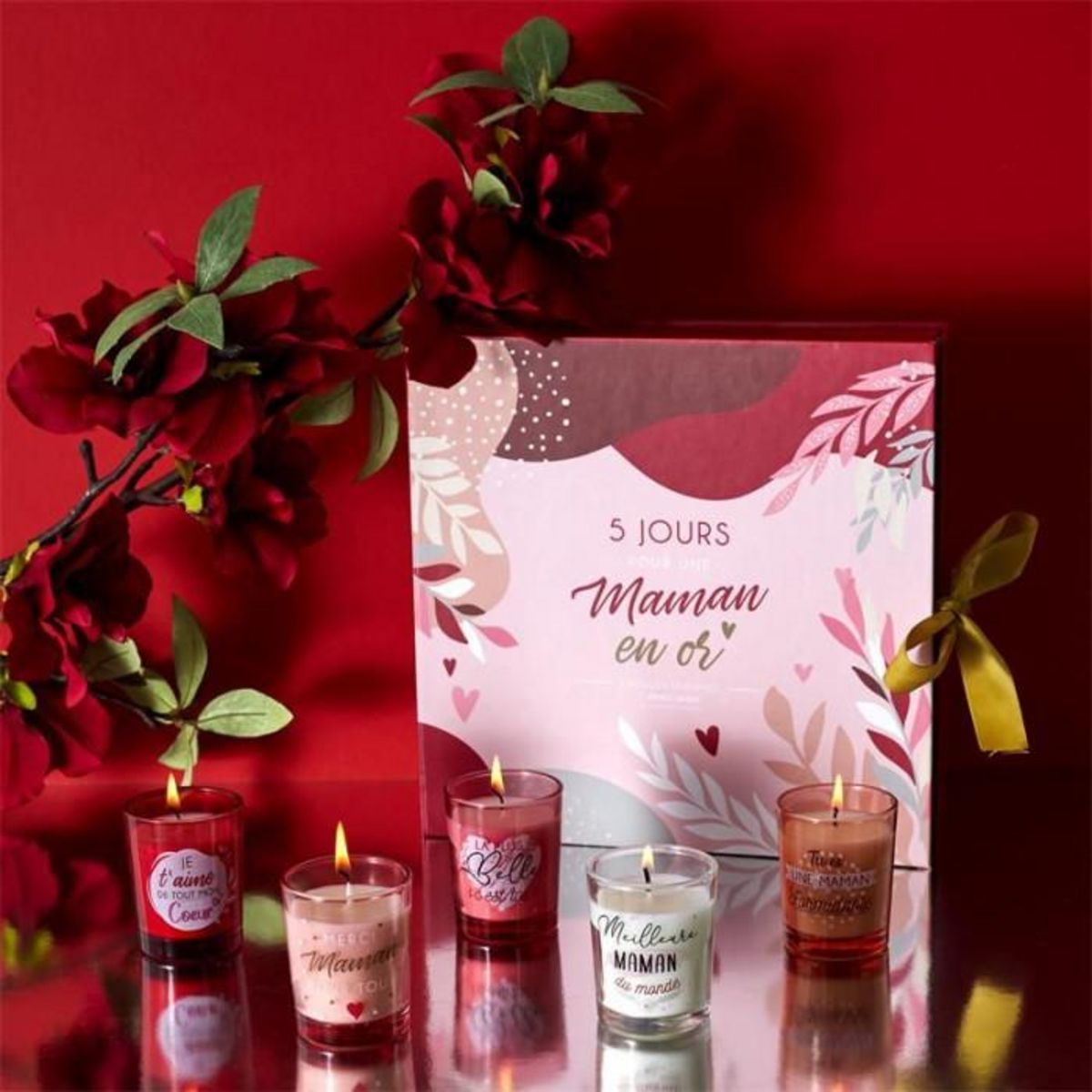 Paris Prix Calendrier 5 Bougies Parfumées  Maman  6cm Rose