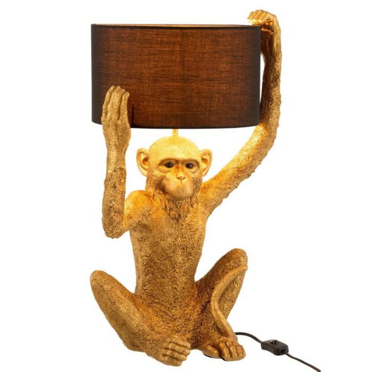 Paris Prix Lampe à Poser Design  Singe  58cm Or & Noir