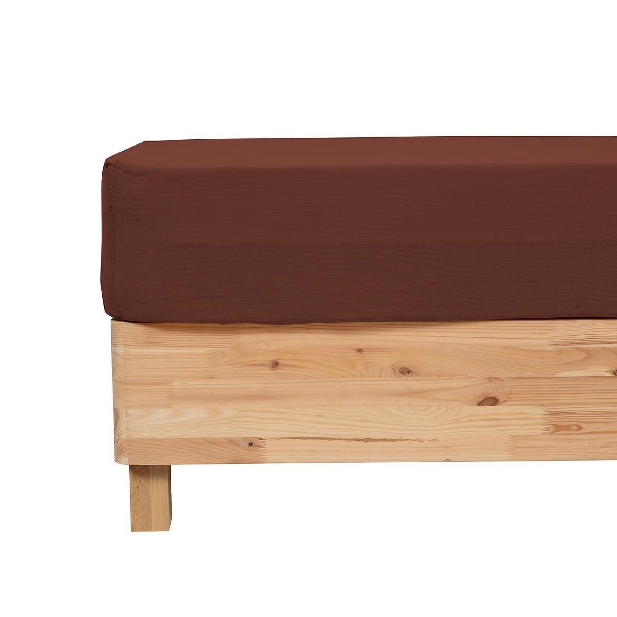 Voir la diapositive 2 : ATMOSPHERA Drap housse en gaze de coton  flora  160x200cm marron