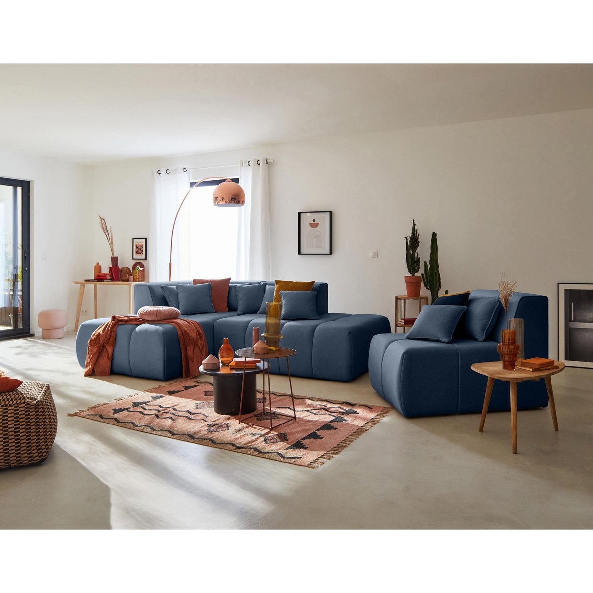 LISA DESIGN Caracas - module d'assise méridienne gauche - en tissu