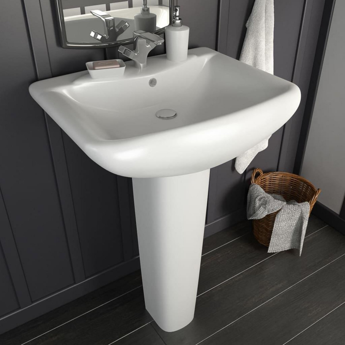 VIDAXL Lavabo autoportant avec socle Ceramique Blanc 580x470x200 mm