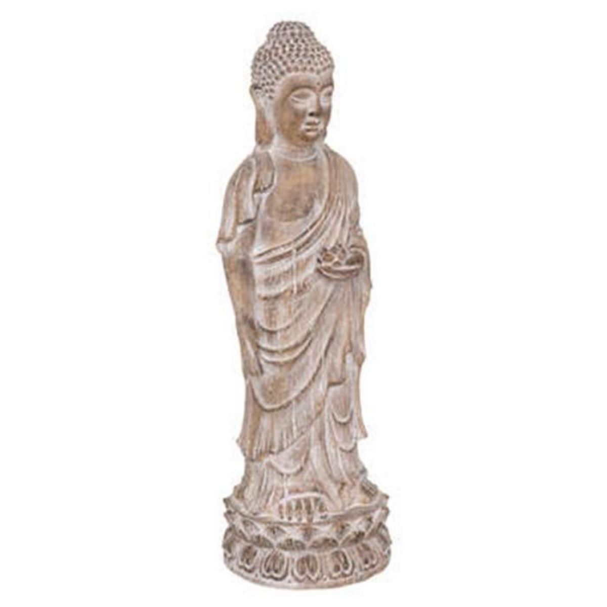 ATMOSPHERA Statue Bouddha Déco  Effet Bois  91cm Beige Lin