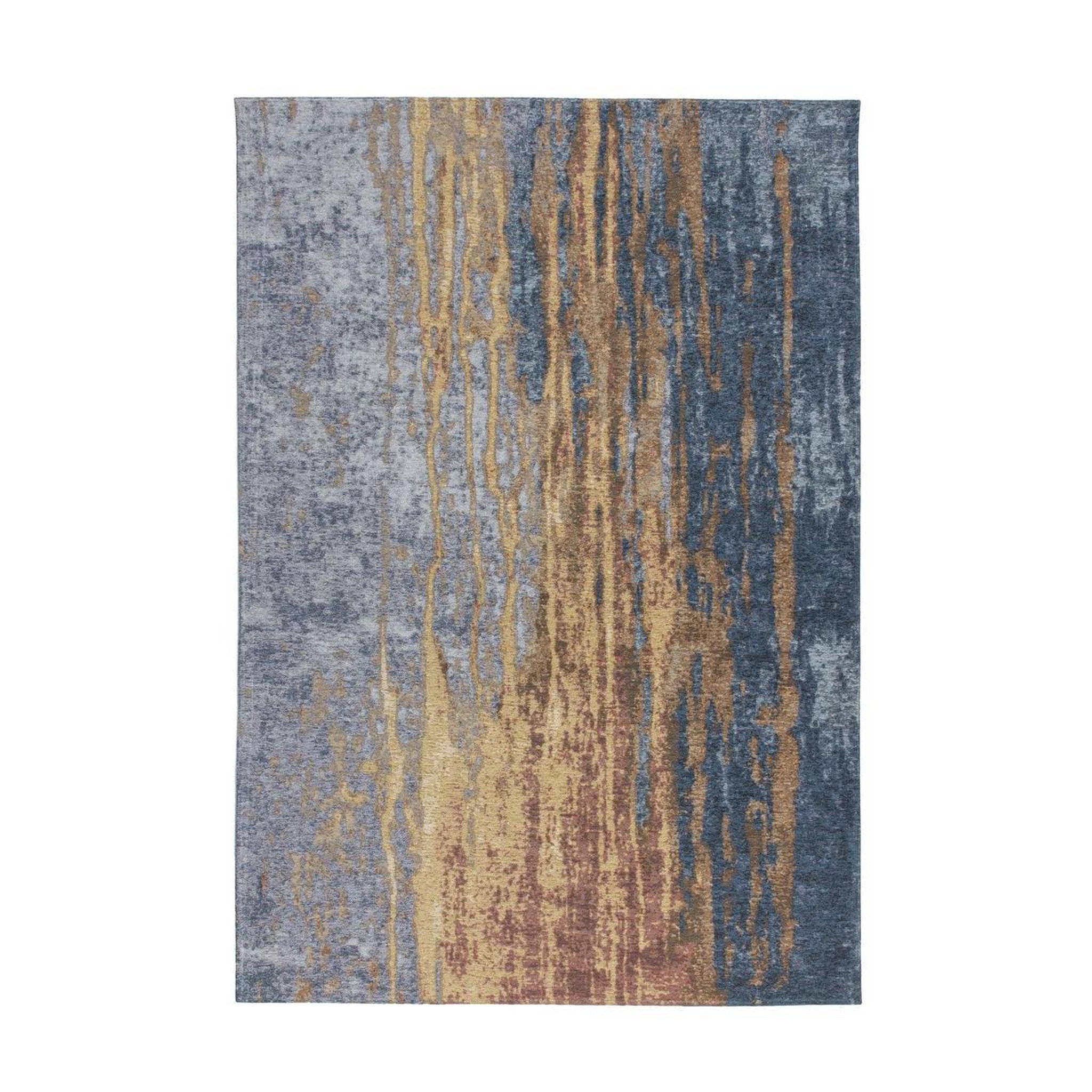 Voir la diapositive 1 : Paris Prix Tapis Vintage à Poils Courts  Blaze  Bleu & Beige
