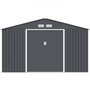 Voir la diapositive 1 : MARKET24 JUPITER Abri de jardin en métal 10,85 m² - 340 x 319 x 210 cm - Kit d'ancrage inclus, 2 portes coulissantes - Gris
