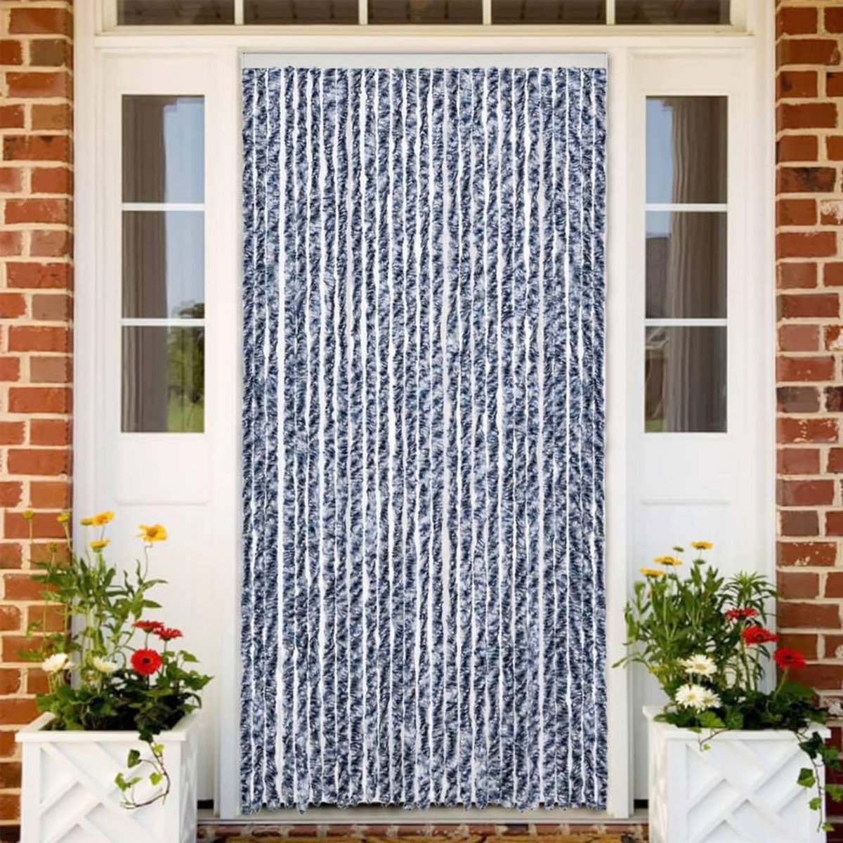 VIDAXL Moustiquaire bleu et blanc 118x220 cm chenille