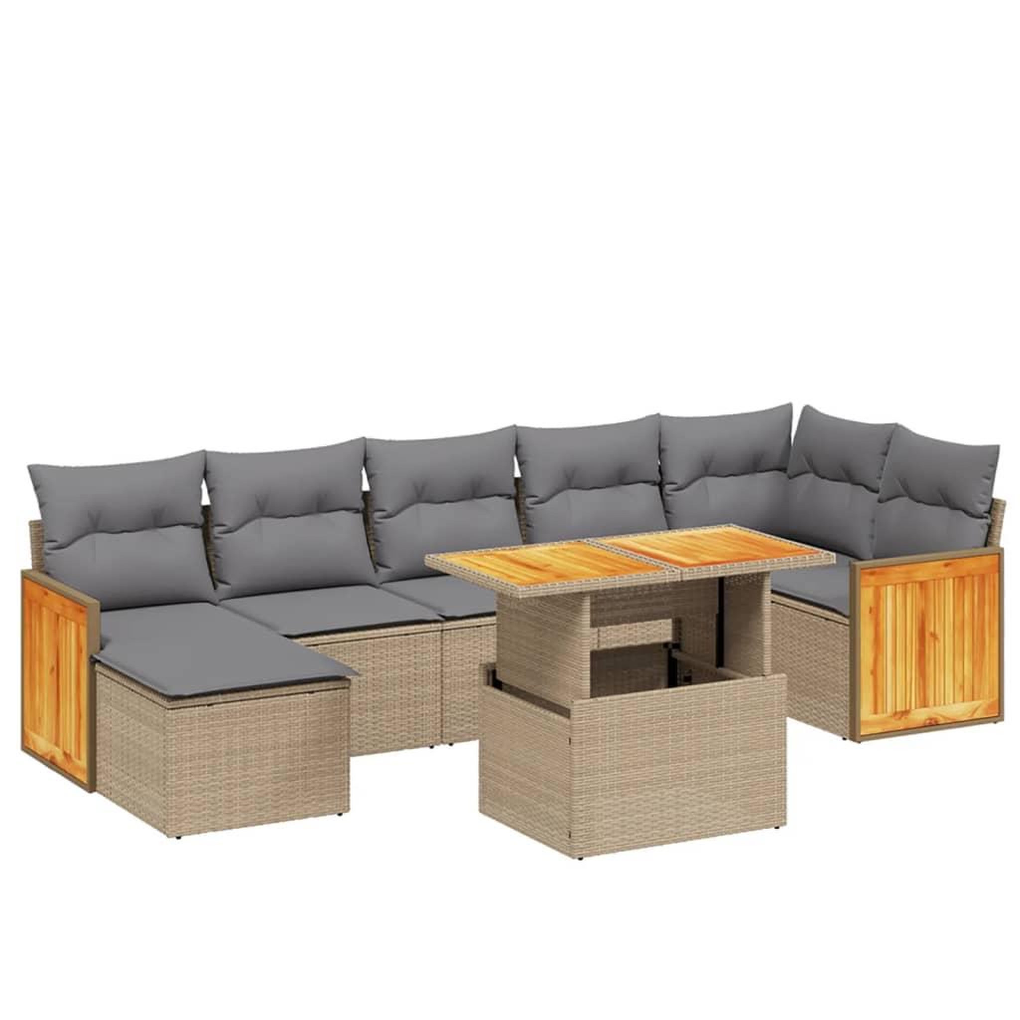 Voir la diapositive 2 : VIDAXL Salon de jardin avec coussins 8 pcs beige resine tressee