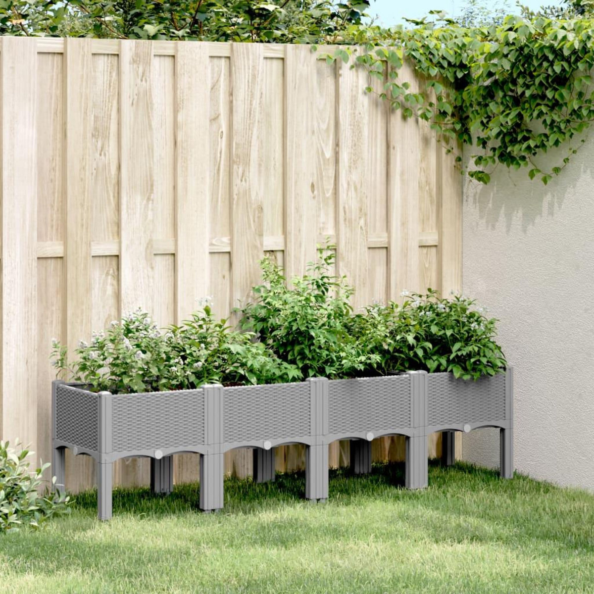 VIDAXL Jardiniere avec pieds gris clair 160x40x42 cm PP