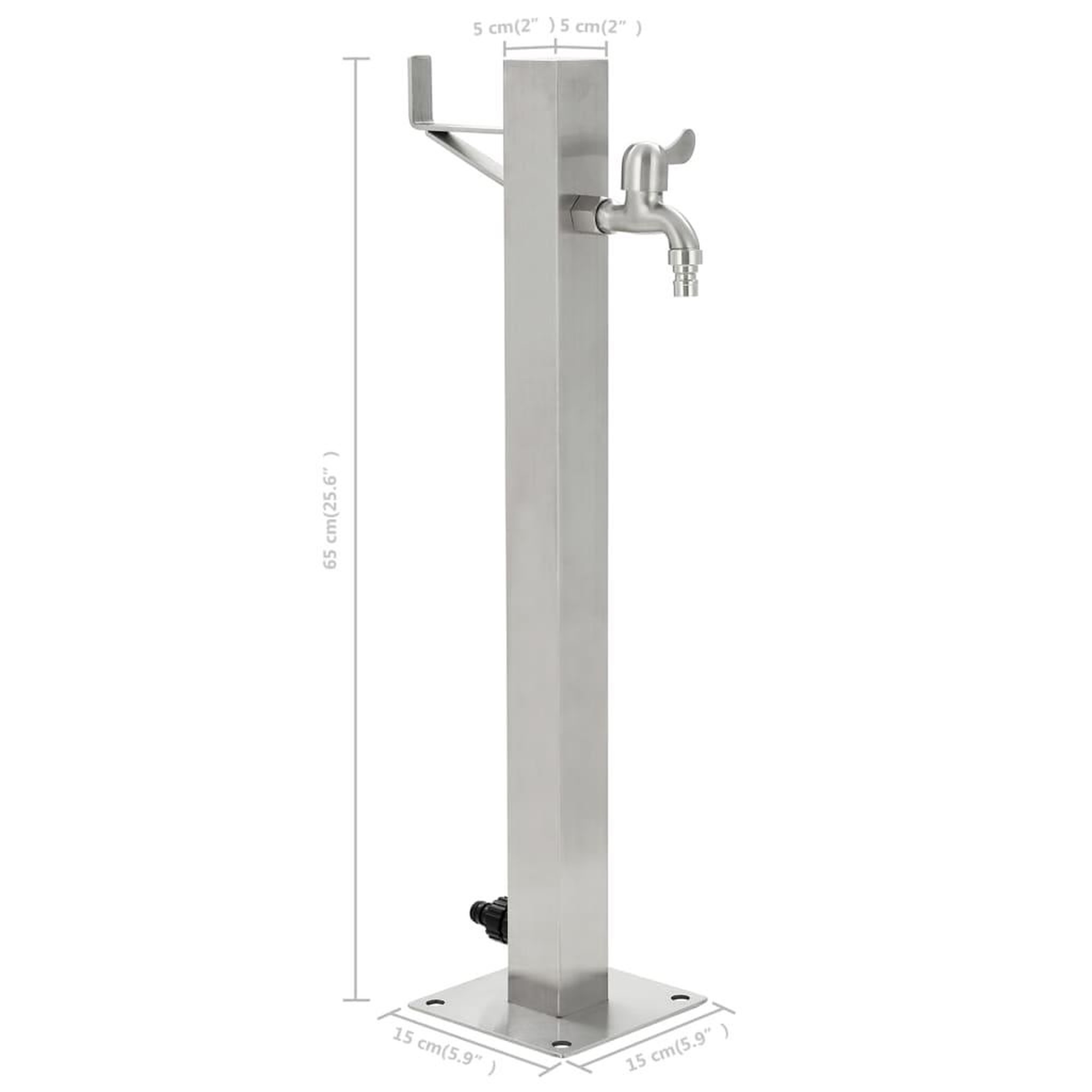 Voir la diapositive 6 : VIDAXL Colonne a eau de jardin carree Acier inoxydable 65 cm