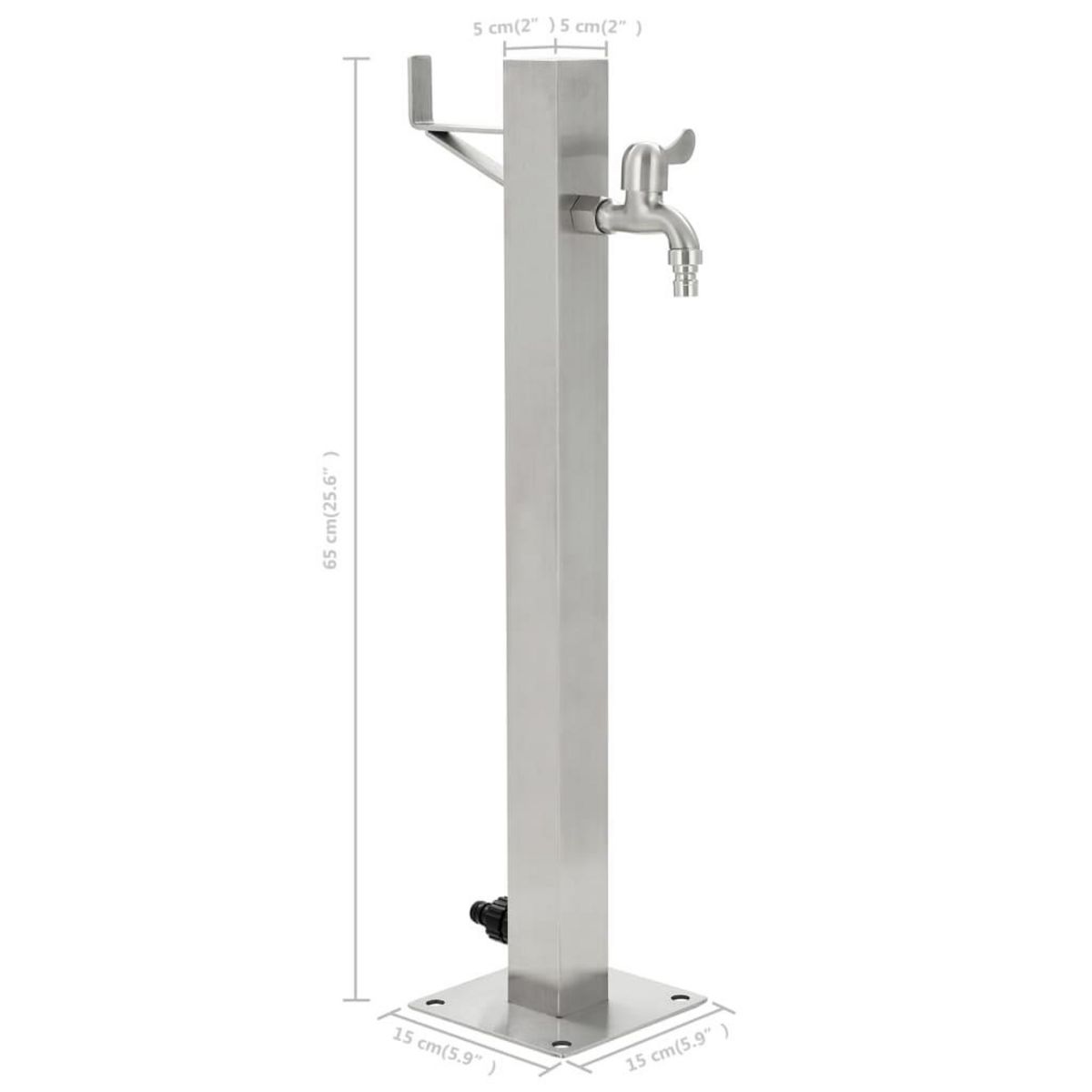 VIDAXL Colonne a eau de jardin carree Acier inoxydable 65 cm