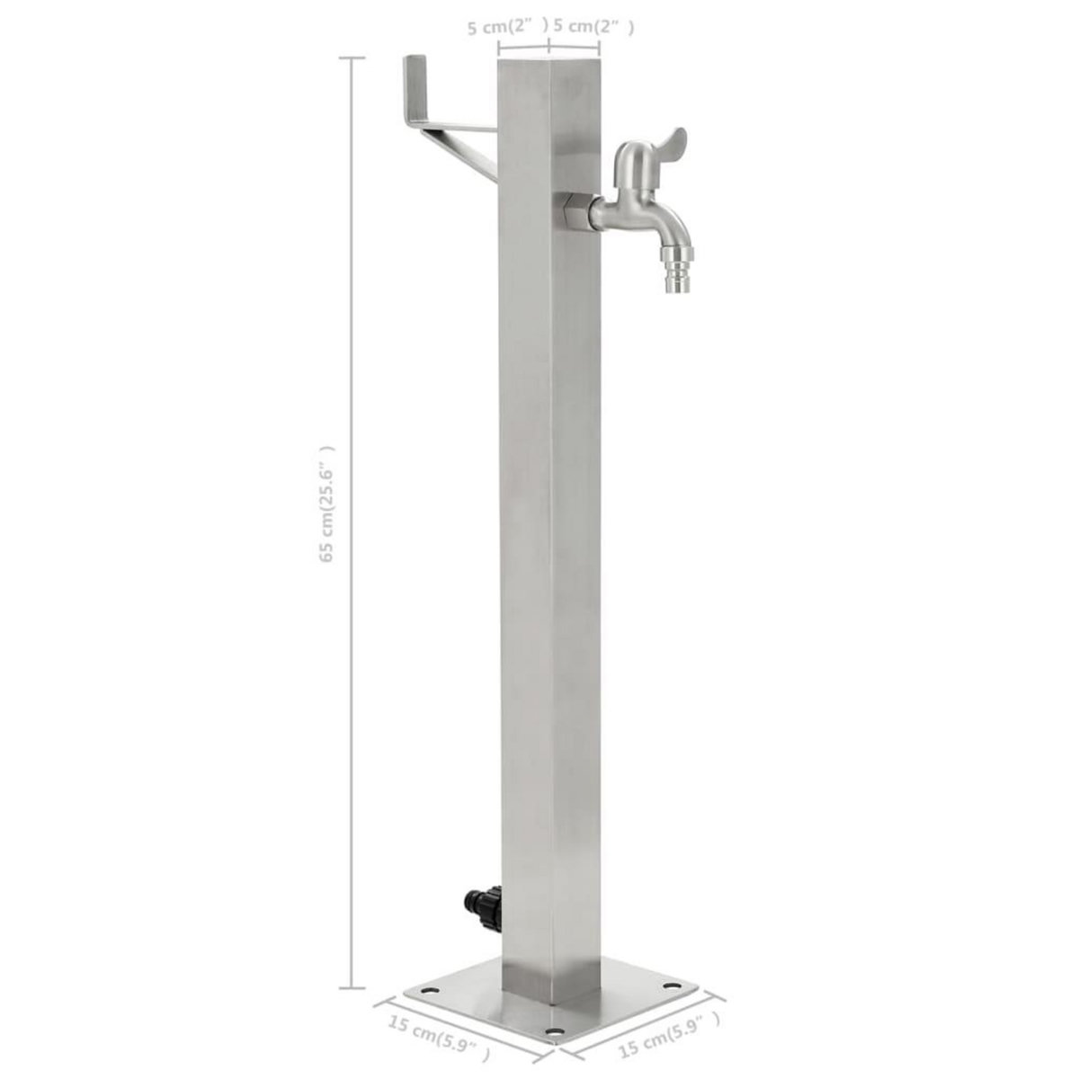 VIDAXL Colonne a eau de jardin carree Acier inoxydable 65 cm