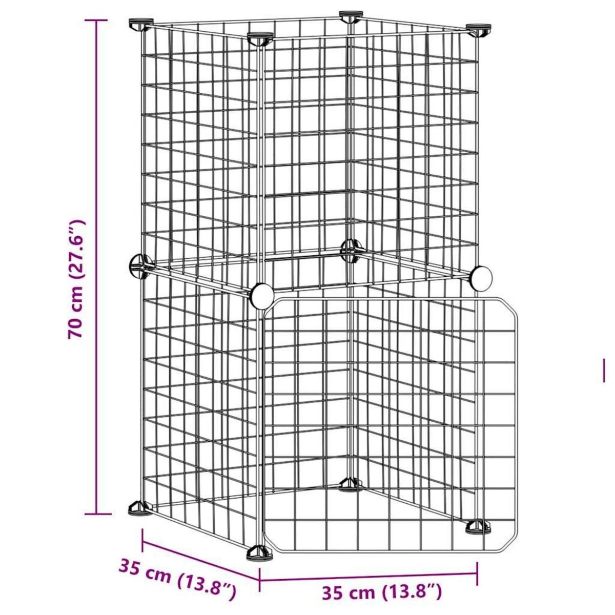 VIDAXL Cage animaux de compagnie a 8 panneaux et porte Noir 35x35 cm