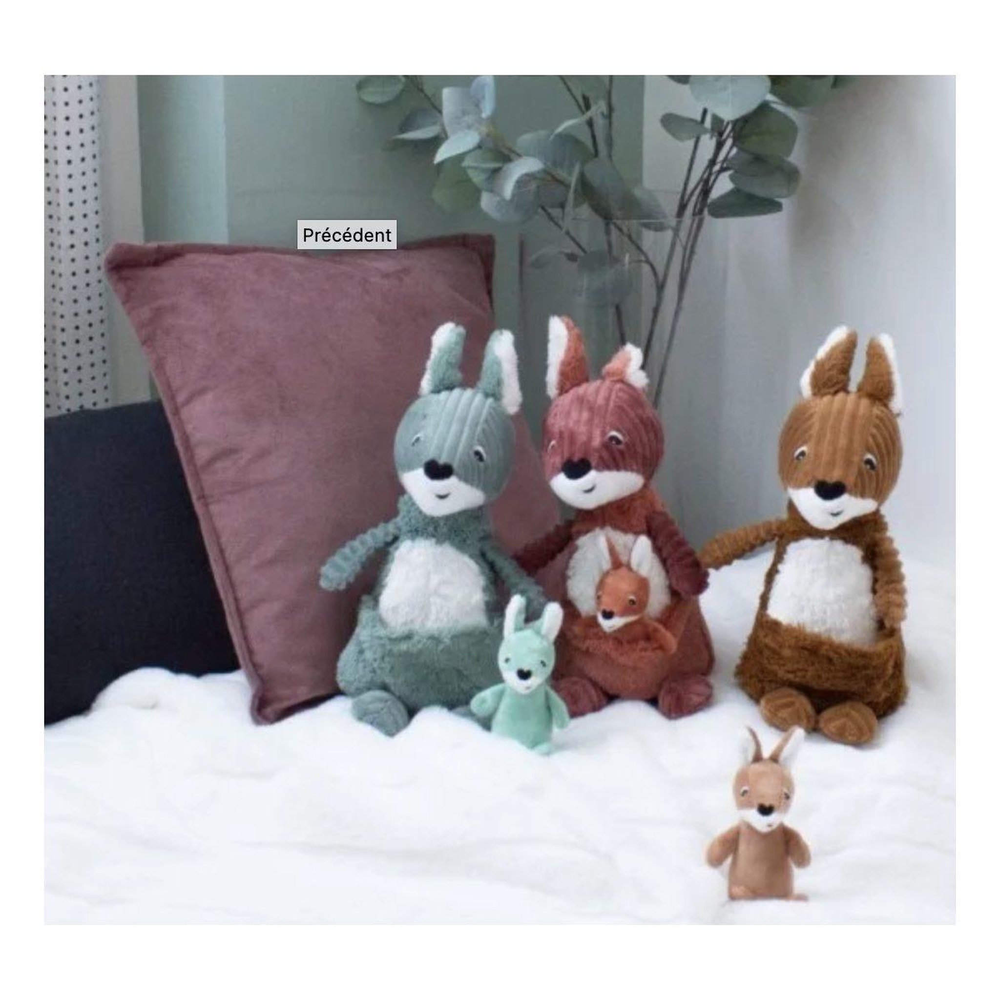 Voir la diapositive 2 : LES DEGLINGOS Peluche ptipotos-kangourou maman bebe vert