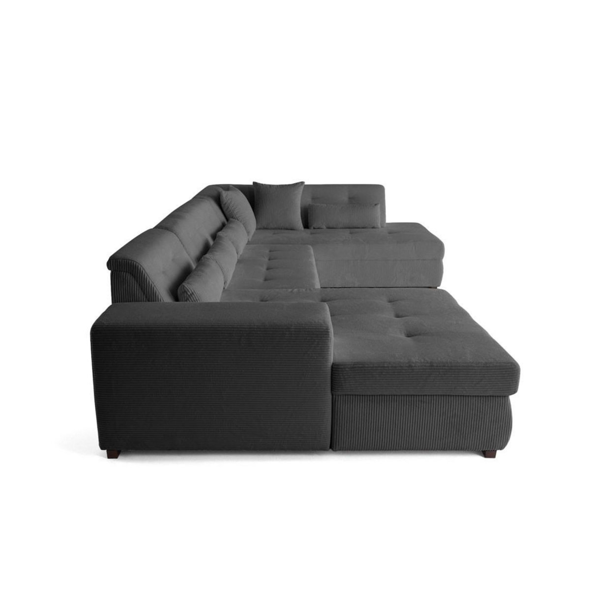 LISA DESIGN Vermont - canapé panoramique d'angle droit - 7 places - en velours côtelé