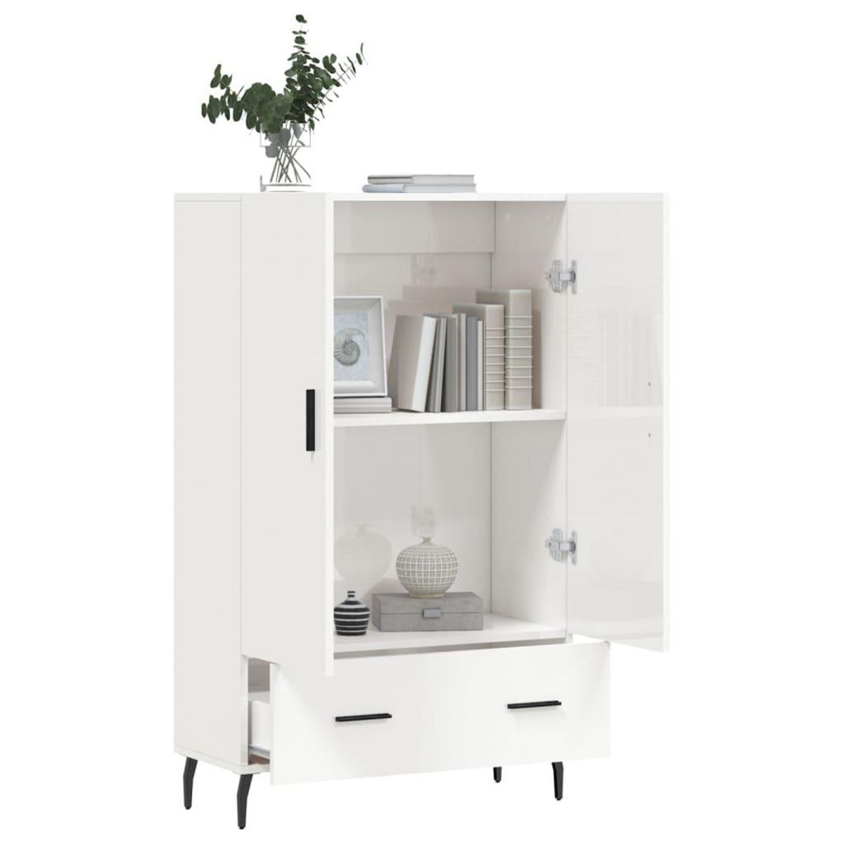 VIDAXL Buffet haut blanc brillant 69,5x31x115 cm bois d'ingenierie