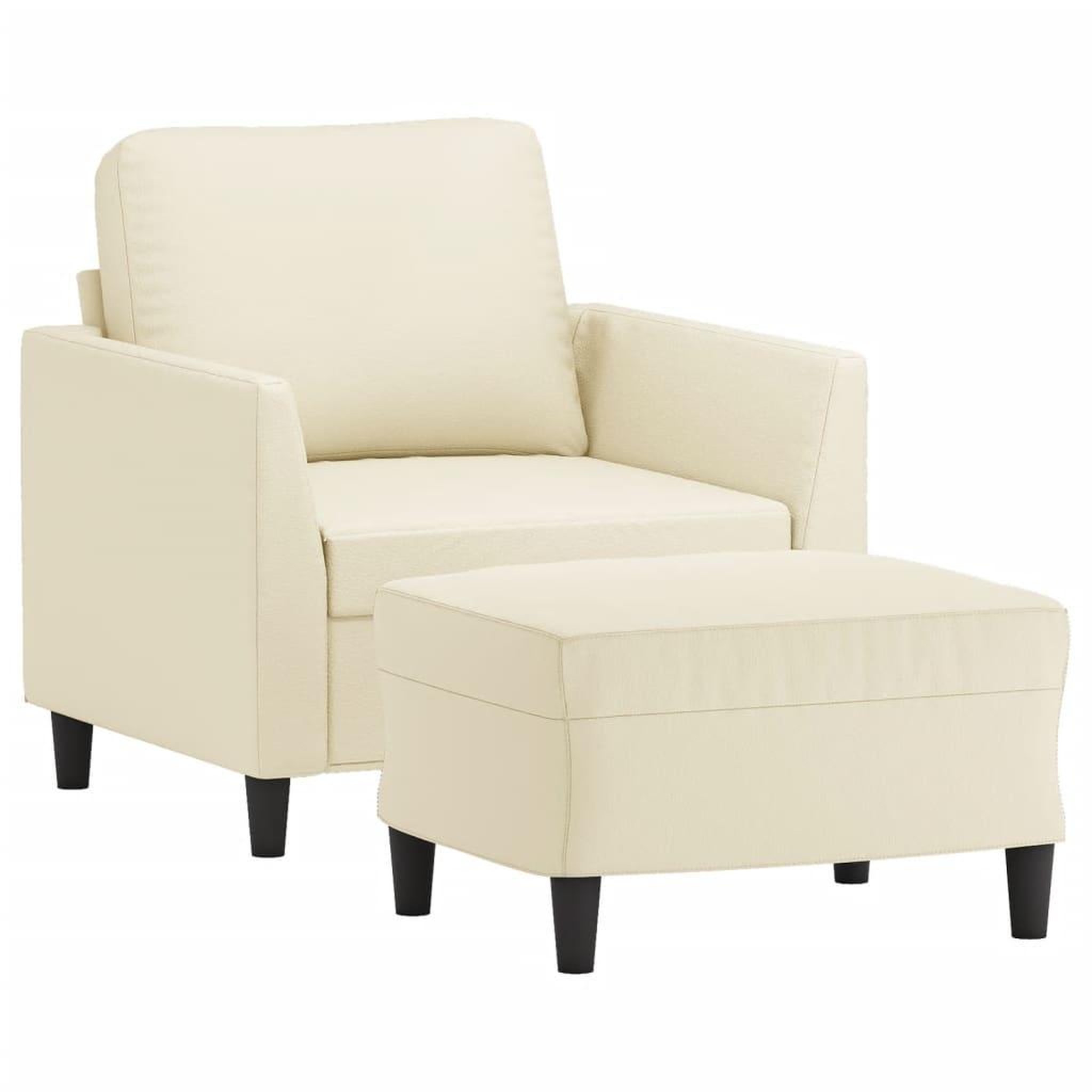 Voir la diapositive 3 : VIDAXL Fauteuil avec repose-pied Creme 60 cm Similicuir