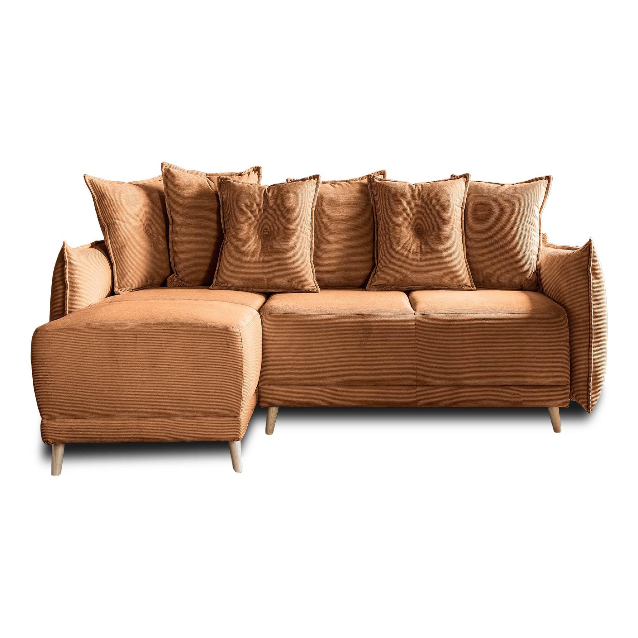 Voir la diapositive 1 : BEST MOBILIER Lena - canapé d'angle réversible 4 places - convertible avec coffre - en velours côtelé