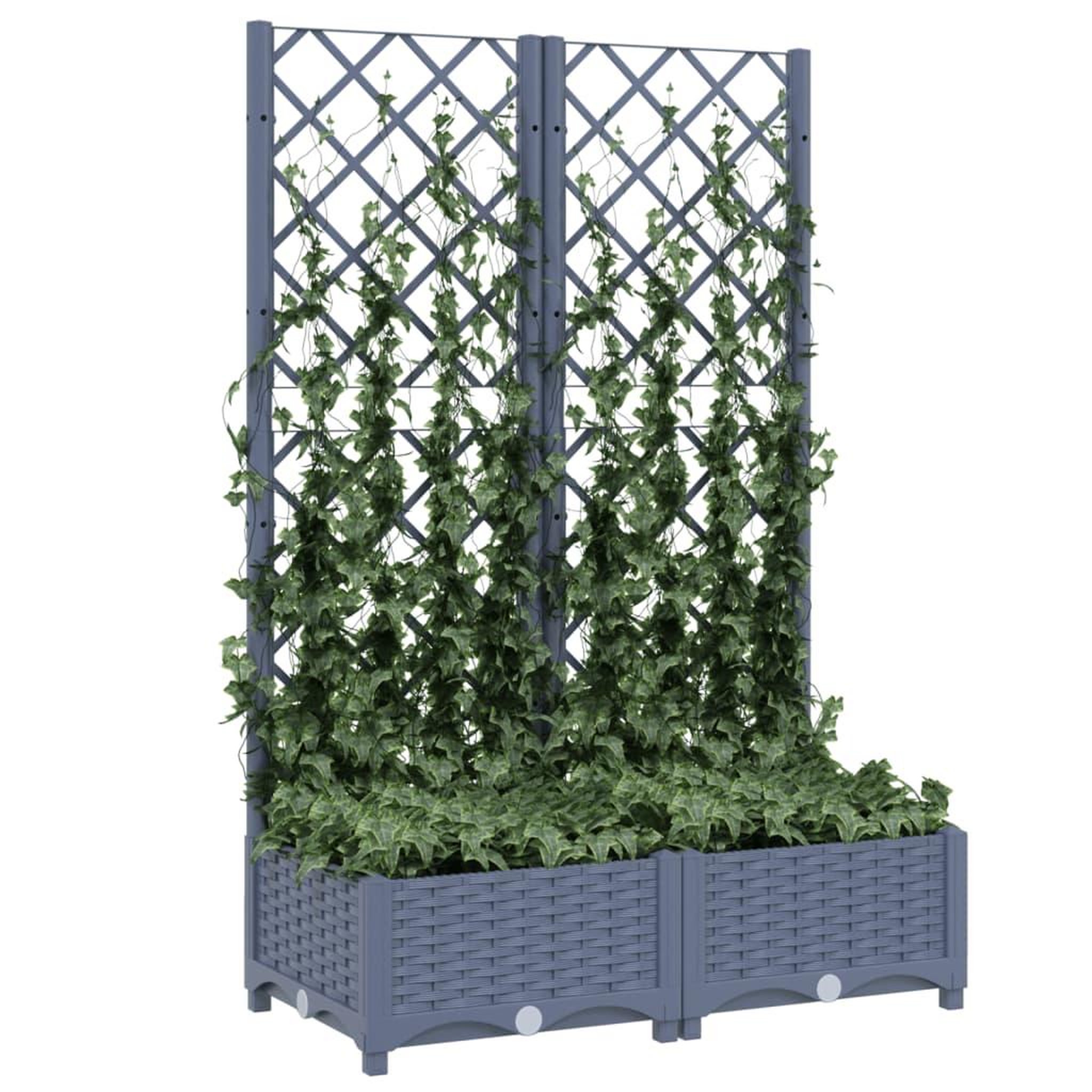 Voir la diapositive 3 : VIDAXL Jardiniere avec treillis bleu gris 80x40x121,5 cm PP