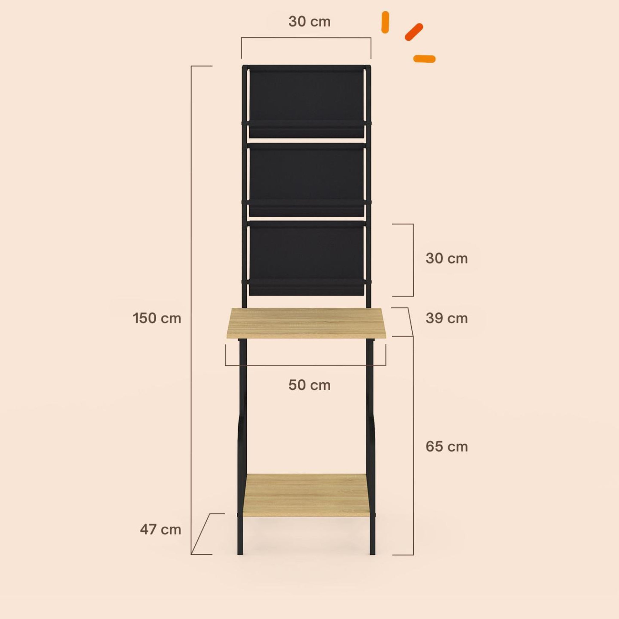 Voir la diapositive 4 : ID MARKET Meuble d'appoint haut, rangement avec étagères, supports vinyles et platine H. 150 cm NEVIL design industriel