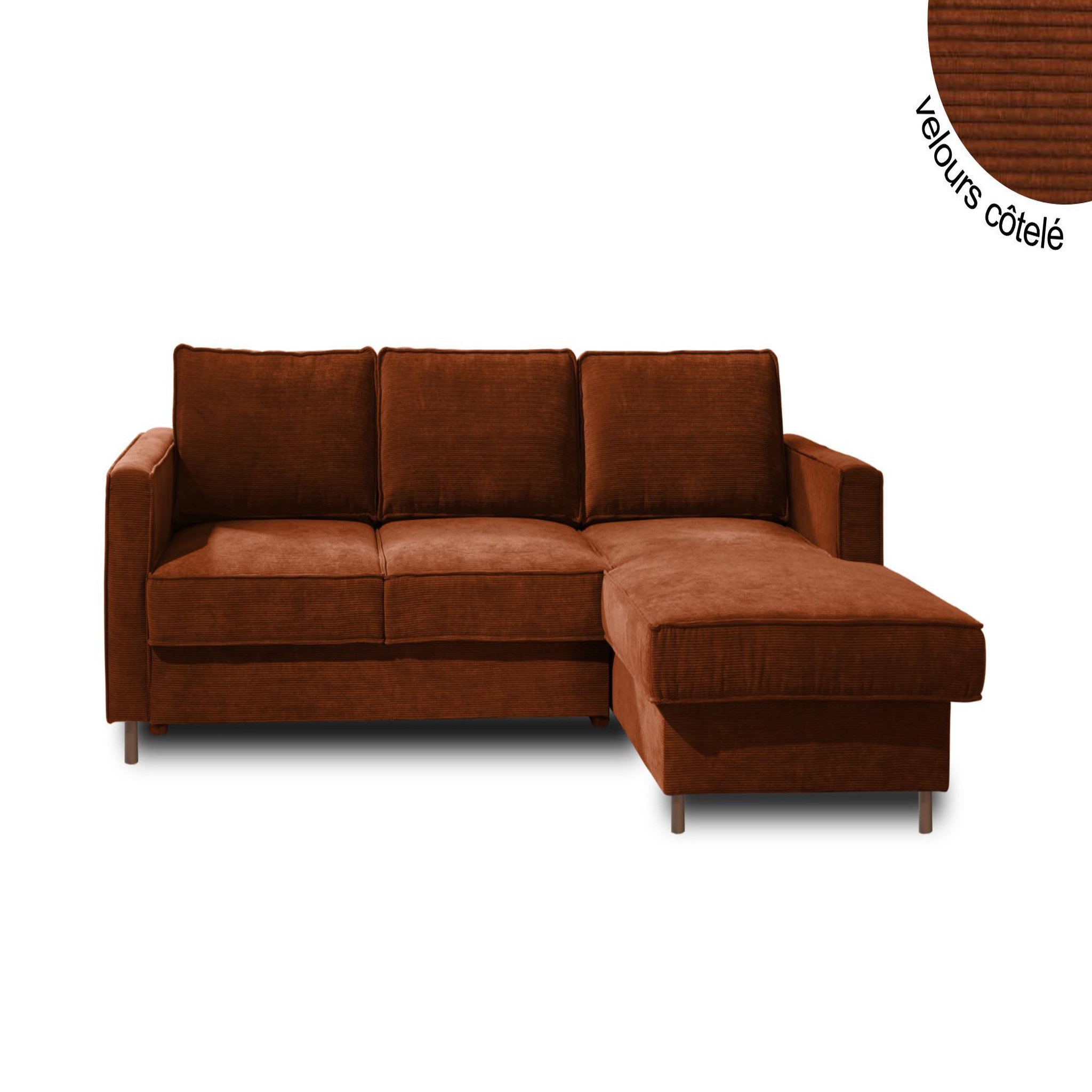 Voir la diapositive 6 : LISA DESIGN Jake - canapé d'angle droit - convertible avec coffre - 4 places - en velours côtelé
