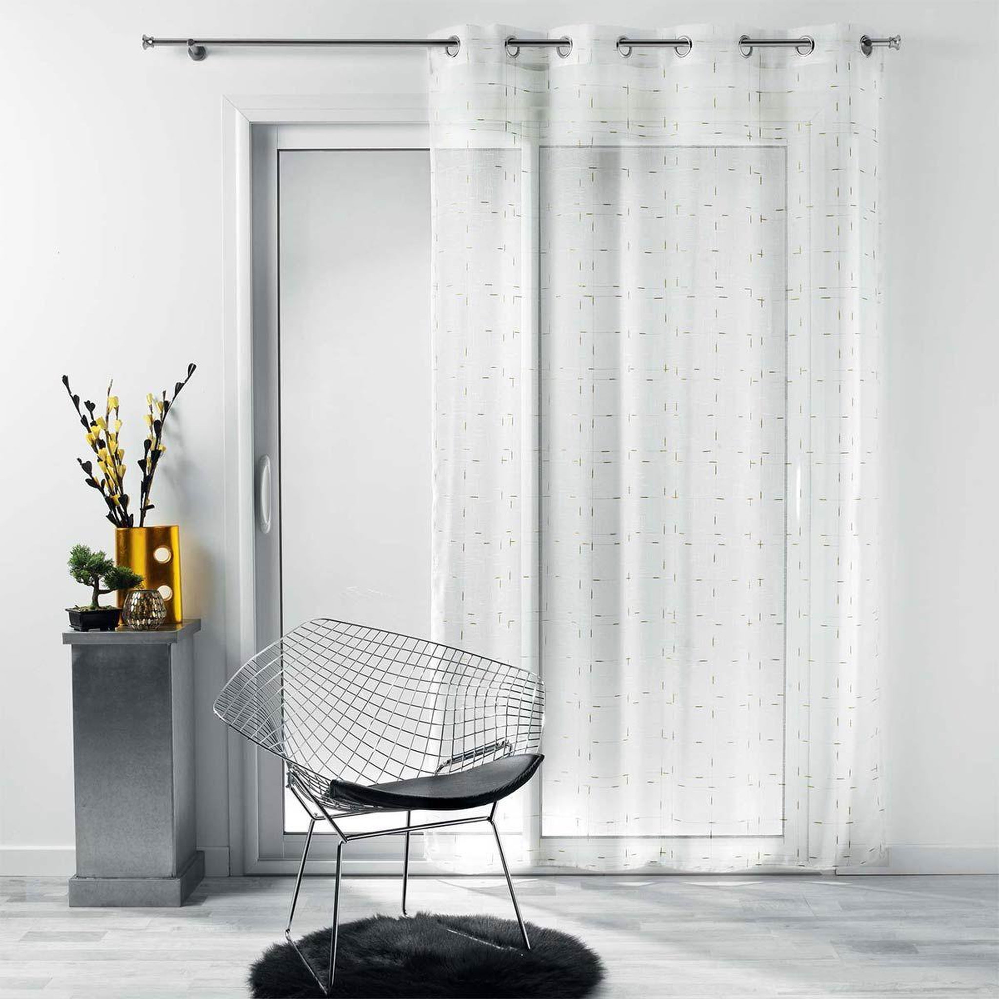 Voir la diapositive 4 : Douceur d'Intérieur Rideau voilage à œillets  dixiea  140x240cm or