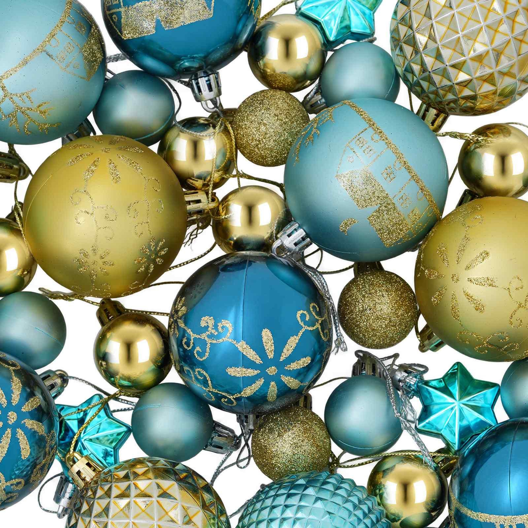 Voir la diapositive 6 : VIDAXL Ensemble de boules de Noël 88 pc Bleu fonce, bleu clair et dore