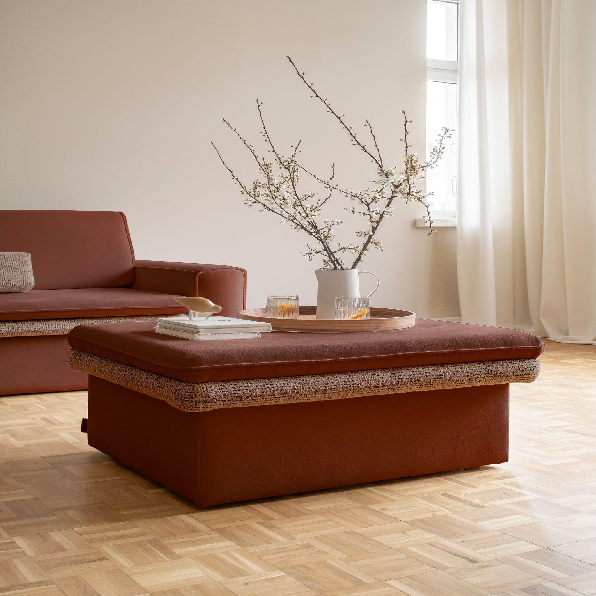 Voir la diapositive 4 : BEST MOBILIER Wilson - pouf avec rangement en tissu et tissu texturé