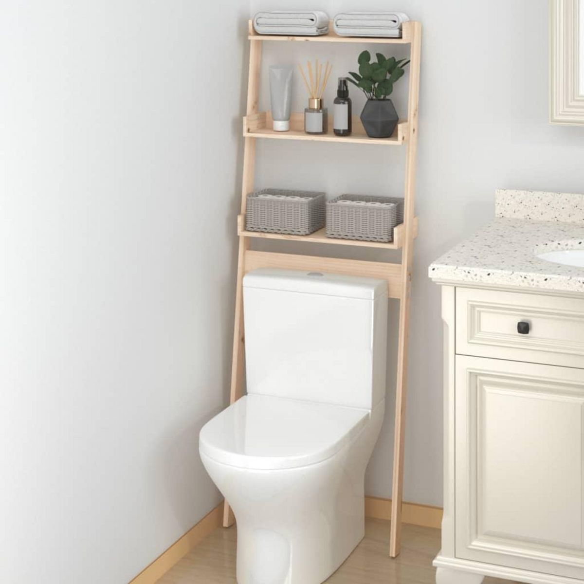 VIDAXL Etagere de toilette 63,5x32x179 cm Bois de pin massif