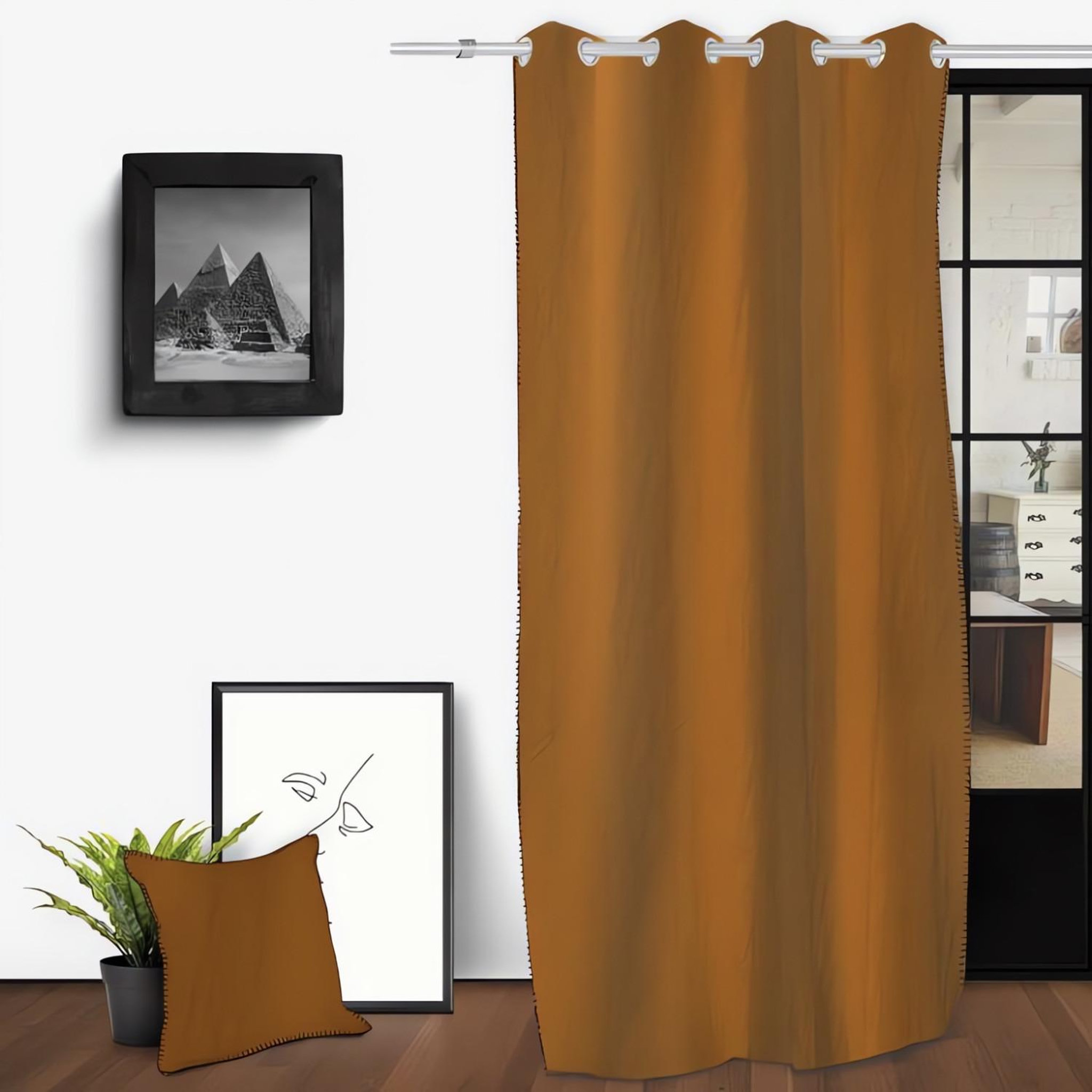 SOLEIL D'OCRE Rideau oeillets en coton lavé 135x250 cm SPIRIT, par Soleil d'Ocre