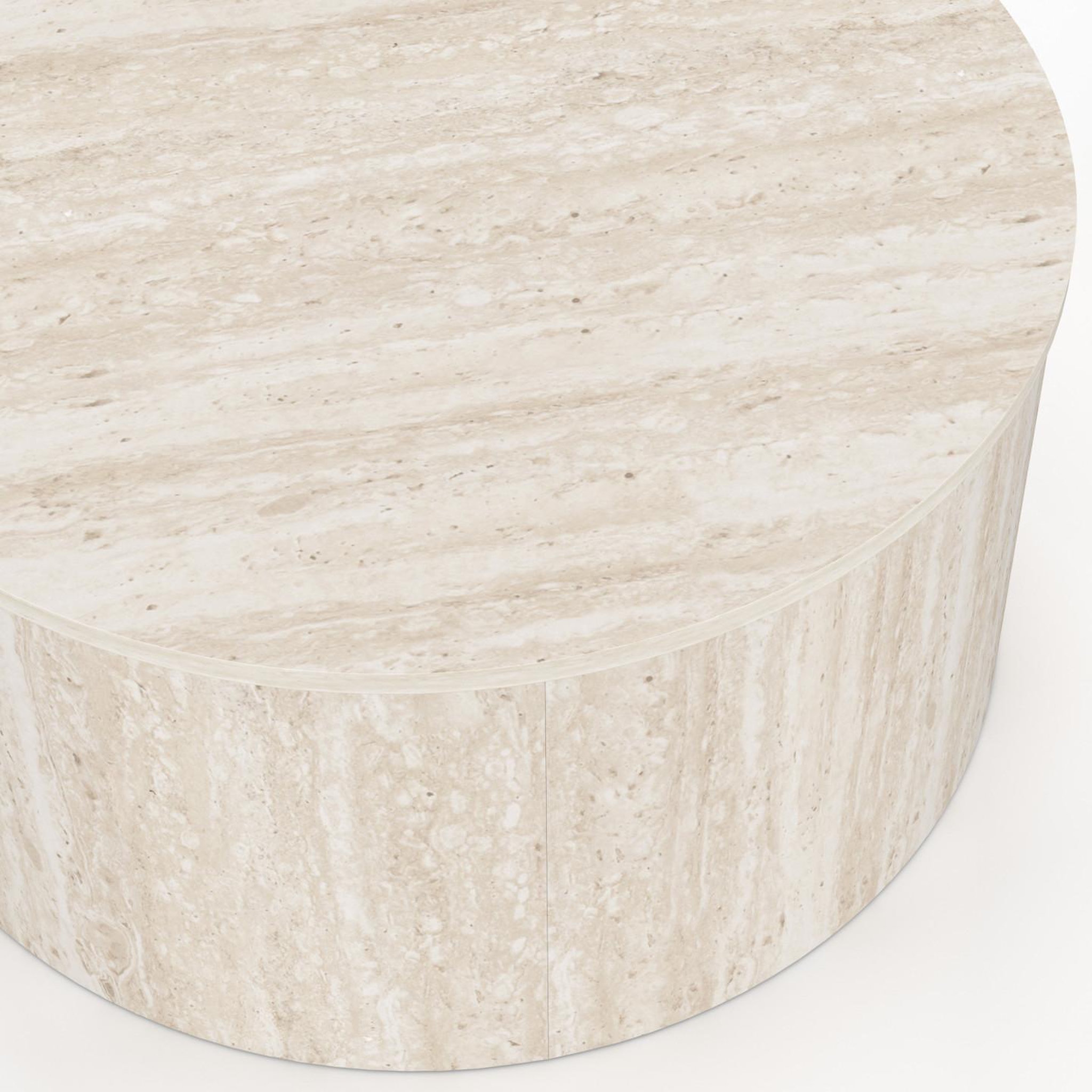Voir la diapositive 5 : ID MARKET Table basse ronde nova 70 cm bois effet travertin