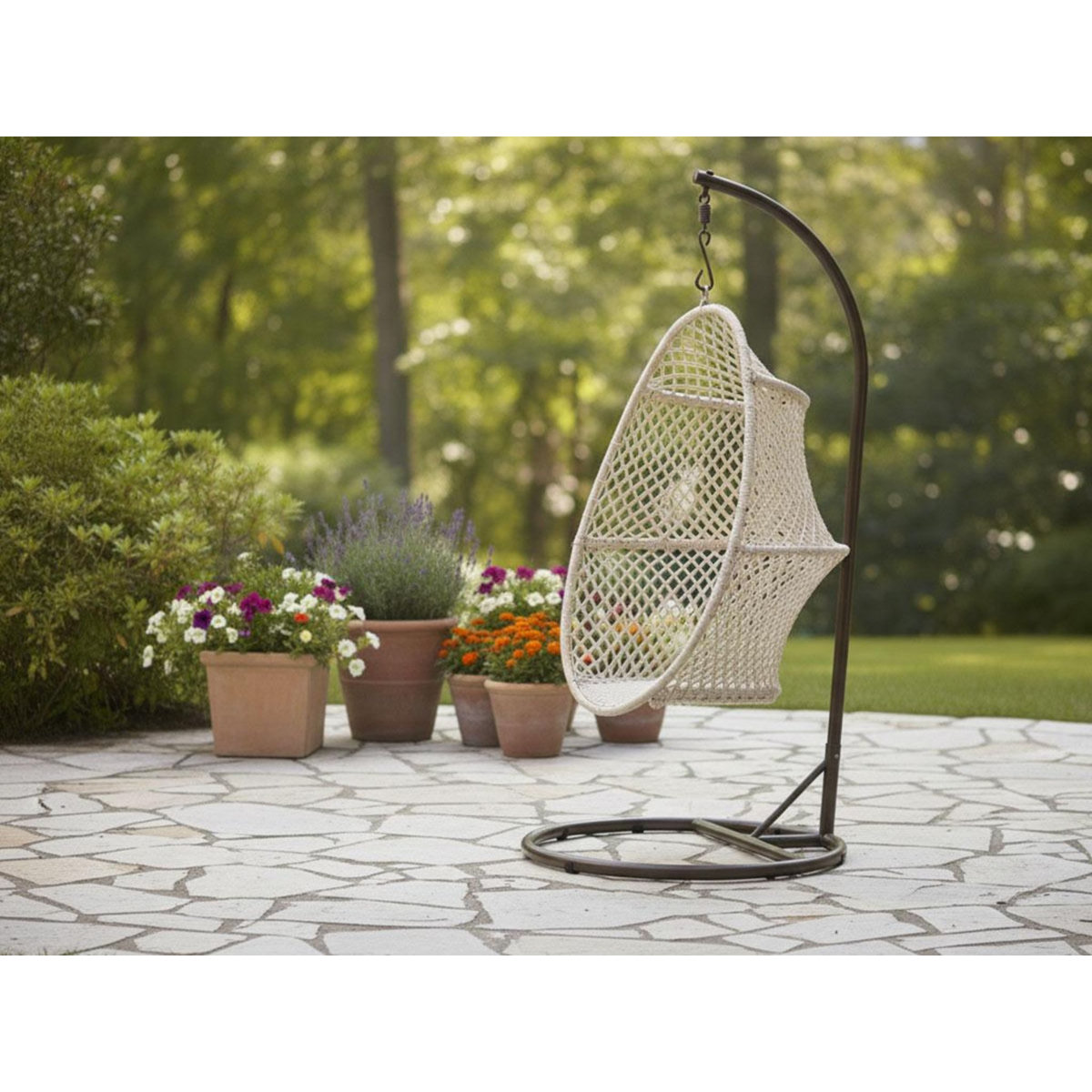 Jardiline Fauteuil œuf suspendu en macramé coton - Jardiline