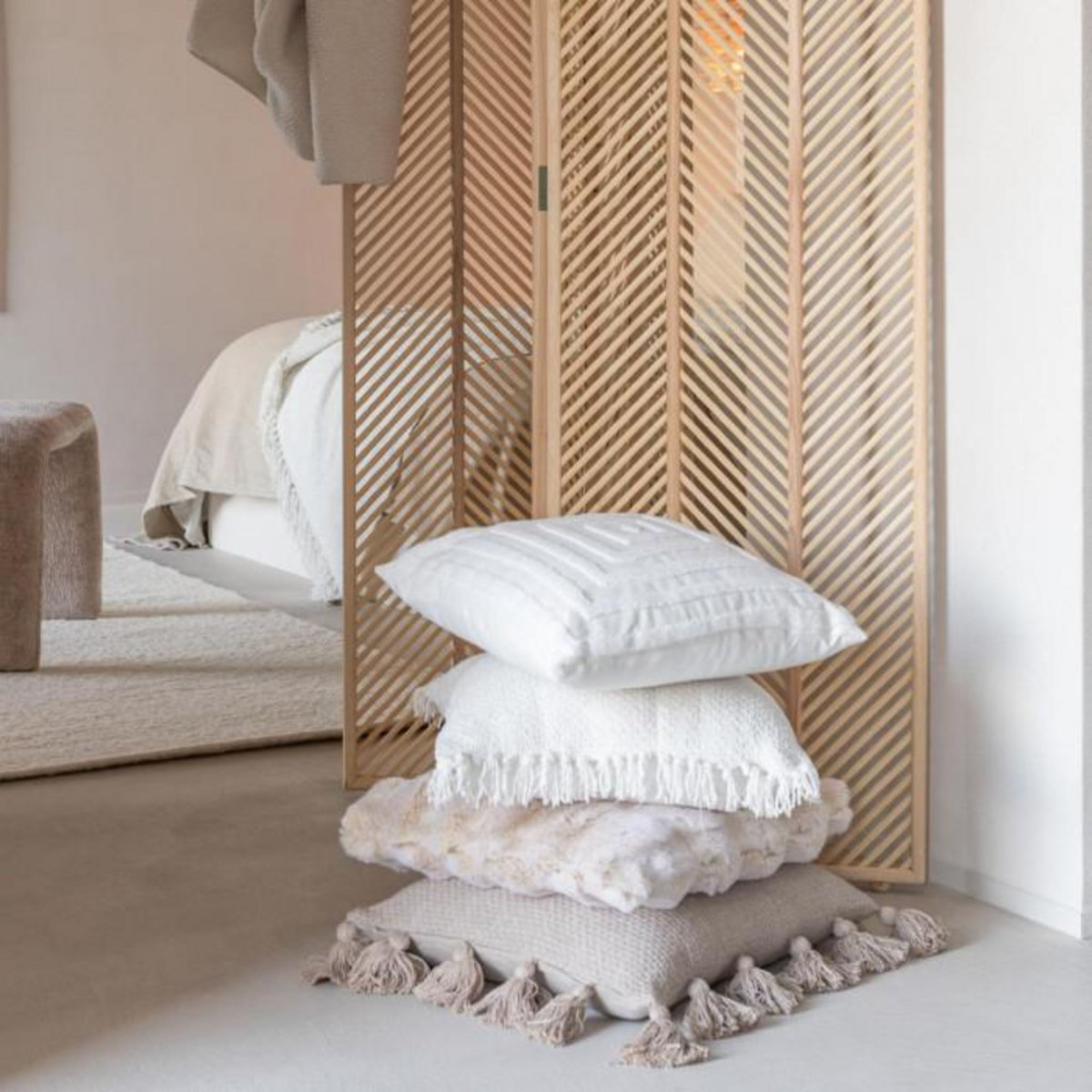 Paris Prix Coussin Déco Tissé  Floches  45x45cm Taupe