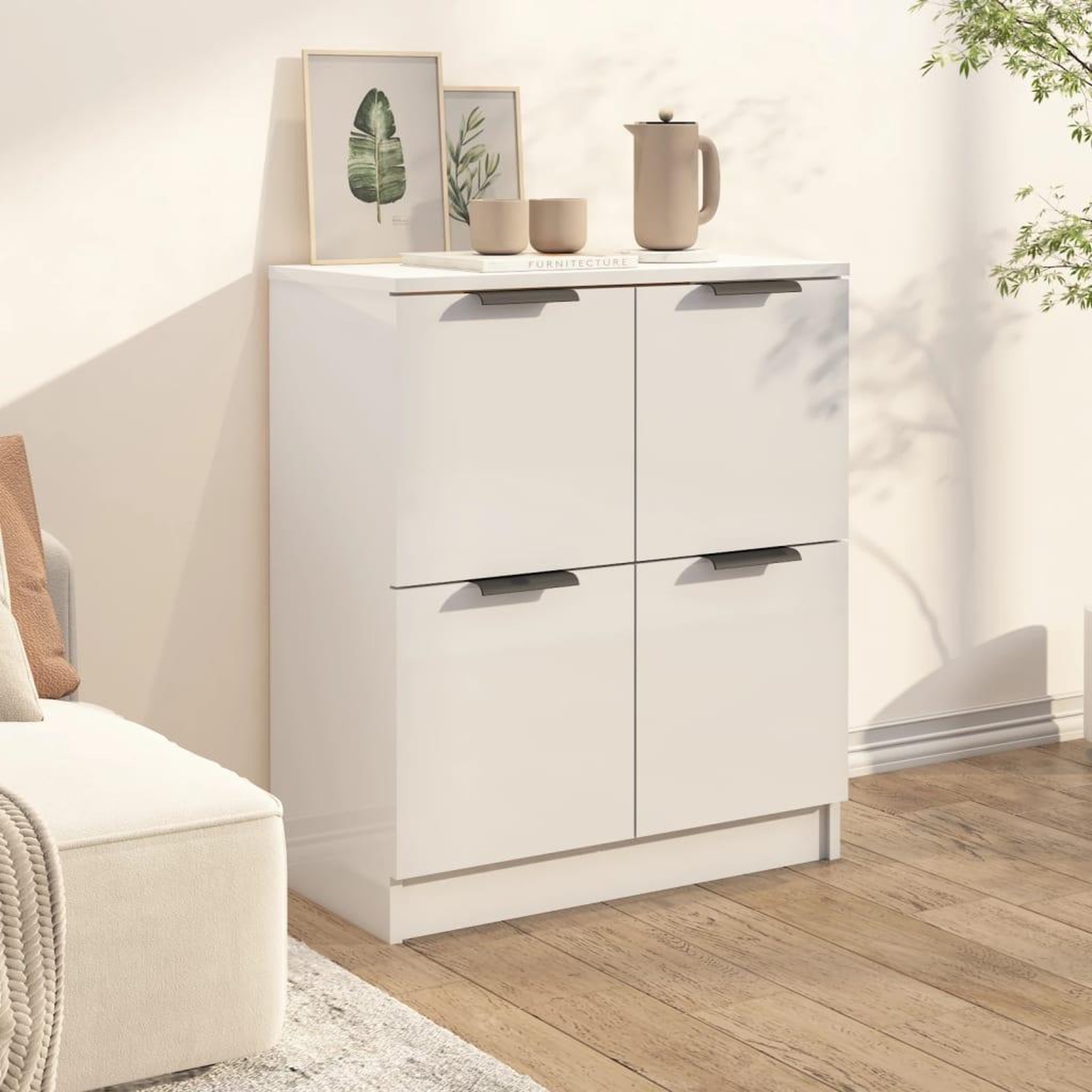 Voir la diapositive 3 : VIDAXL Buffet Blanc 60x30x70 cm Bois d'ingenierie